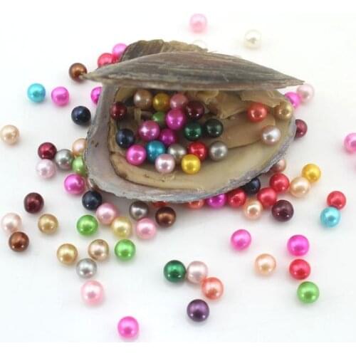 7-8mm Pearl Freshwater Oyster Twins Triplets 1-10 AAA Round Pearls in Oyster 7-8mm Mixed Colors Love Wish Pearl oyster PO2