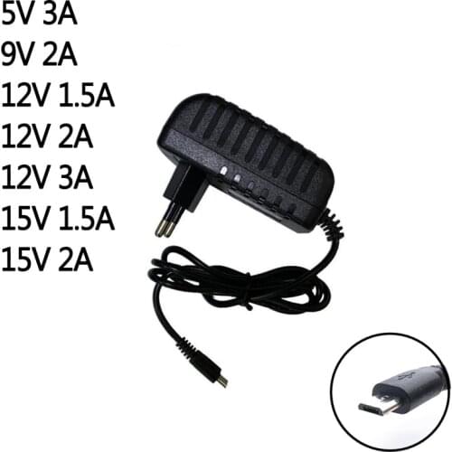 1pcs DC 5v 9v 12v 15v 1.5a 2a 3a Micro Usb Ac/dc Power Adapter EU Plug Charger Supply 5v3a For Raspberry Pi Zero Tablet Pc