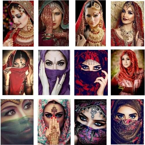 YUMEART Indian Beauty Diamond Painting, Diamond Embroidery, Home Decoration, Diamond Mosaic Picture, Angel Eye Picture, Art Gift