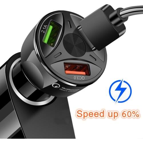 7A Fast Car Cigarette Lighter 3 USB Ports Car Charger Quick Charge For iPhone X 7 8 Plus Samsung S10 Xiaomi QC 3.0 Car Charger