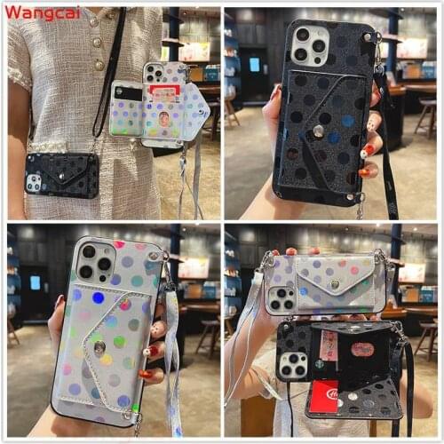 Glitter Wallet Card Case For Vivo S1 V17 Neo Y52S X60 Pro Y20 Y20i Y20S Y12S V20 Pro Y70S Y50 Y30 V17 Wave Point Bling Cover