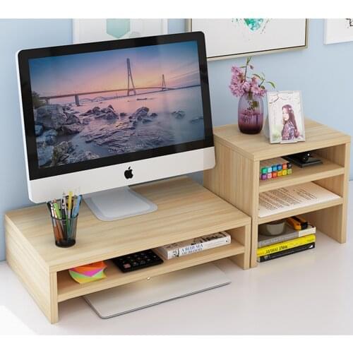 Wood Monitor Stand TV PC Laptop Computer Screen Riser w/ Bookcase set WHITE/YELLOW/BLACK UK