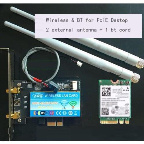 Desktop Dual band 867Mbps 802.11ac with Intel 7260 Card Wireless PCI-E Wifi Bluetooth PCI Express Antenna Adapter Wi-fi+BT 4.0