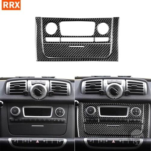 For Benz Smart Fortwo 451 Coupe Cabrio Pure Pulse Passion 2011 2012 2013 2014 2015 Carbon Fiber Multimedia CD FM Panel Sticker