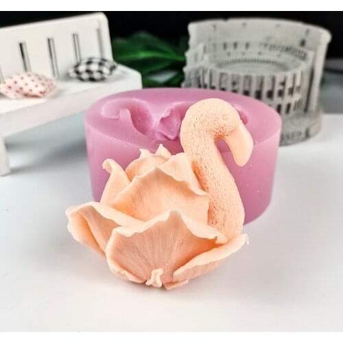 HC0288 PRZY Flamingo Rose Flower Mold Decoration Plant Soap Molds Flowers Molds Silicone Candle Moulds Bouquet Making Mould