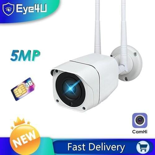 4G WIFI IP Camera SIM Card 1080P Bullet Outdoor Security Camera Audio Record 5MP HD IR Night Vision GSM P2P SD CamHi APP