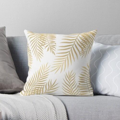 Gold Palm Leaves Polyester Decor Pillow Case Home Cushion Cover 45*45cm