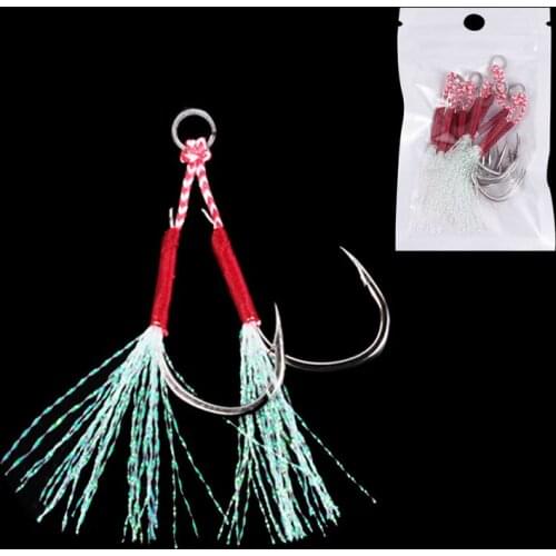 5Pcs/Bag #10-#24 Jigging Assist Hook Gamakatsu High Carbon Steel Assist Rigs Ocean Boat Japanese Fishing Hook Jig
