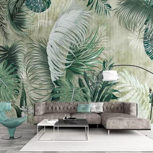 Milofi custom 3D wallpaper mural Nordic tropical plants banana leaf living room bedroom background wall decoration painting wall