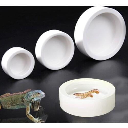 Worm Dish Reptile Food Water Bowl Gecko Lizard Ceramic Pet Feeding Mealworms for Bearded Dragon Hermit Crab Feeder Pet Supplies