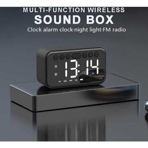 Multifunctional LED Digital Display Alarm Clock Portable USB Charging Wireless bluetooth 5.0 Speaker Music Player