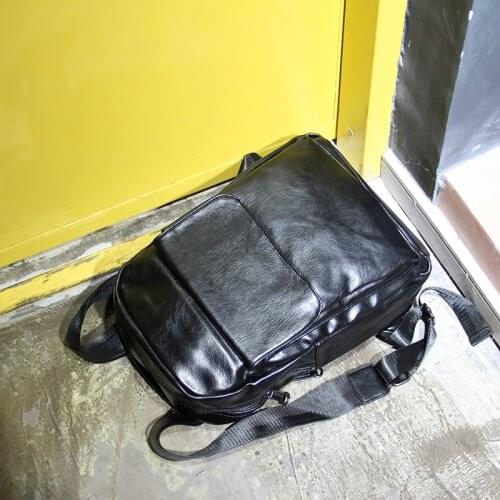 Tide Brand Mens Backpack Fashion Trend Leather Backpack College Student School Bag Computer Bag Large-capacity Travel Bag