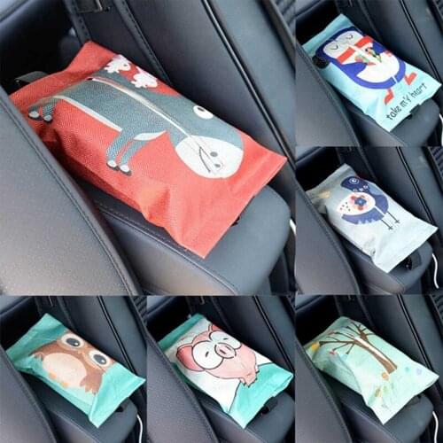 Cartoon Tissue Case Cloth Car Auto Seat Back Hanging Storage Tissue Holder Box Container Towel Napkin Paper Bag Holder Box Case