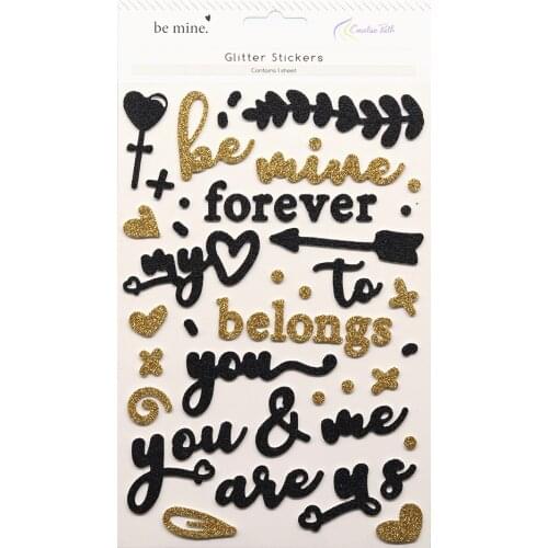 CRZCrafter Foam Stickers Glitter Love Design Embellishments Self-Adhesive DIY Crafts Scrapbooking Cardmaking Journal Decoration