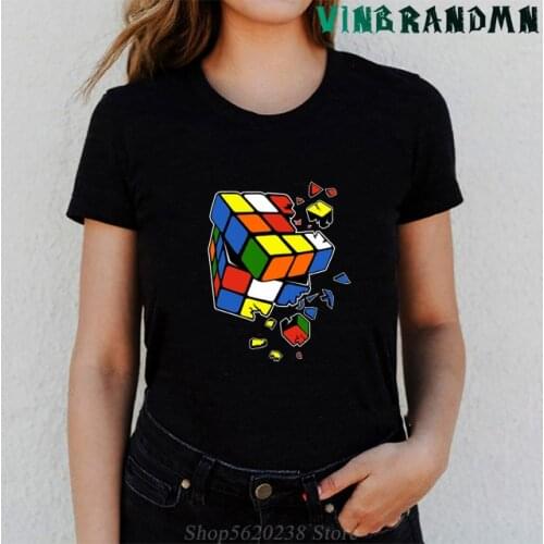Novelty Exploding Cube Print Women T-Shirt Cotton Brain Game Cube Graphic Short Sleeve Tee Shirt The Big Bang Mujer Camisetas