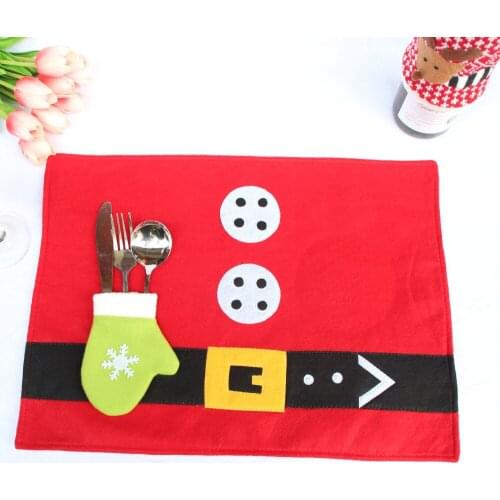 New Christmas Santa Claus Clothes Placemat Table Dinner Place Mat Ornament Decoration Cutlery Holiday Decor S87115
