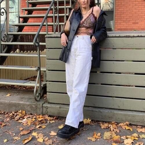 Korean jeans for women boyfriend baggy cargo jeans for women mom jeans high waist vintage baggy jeans casual black white