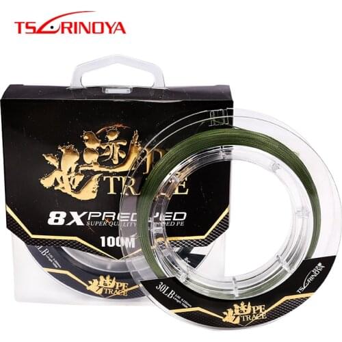 TSURINOYA 8 Braided PE Fishing Line TRACE 100m 20-35lb Multilament Strong Fishing Lure Line Freshwater Saltwater Fishing Line