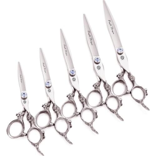 Dog Grooming Scissors Professional 5.5" 6" 7" 7.5" 8" Japan 440C Purple Dragon Pet Thinning Scissors Barber Hair Shears 9107
