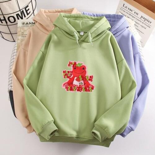Pullovers Oversize Hoodies Womem Harajuku Strawberry Frog Printing Hoodie Korean Men Sweatshirt Oversized Kawaii Jacket Harajuku