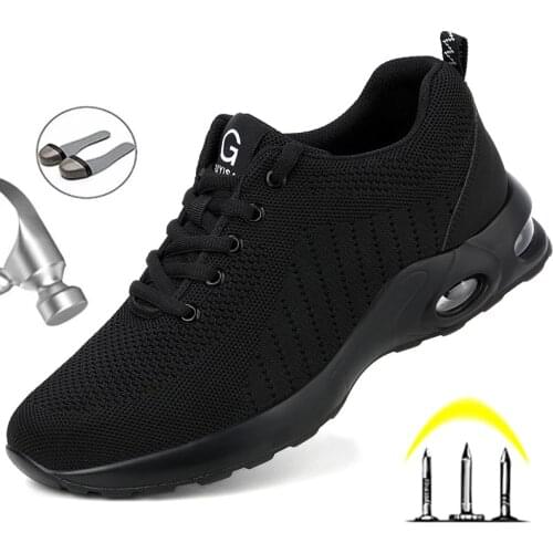 Work Safety Boots Men Shoes Sneakers Breathable Anti-Smashing Lightweight Work Boots Indestructible Sneakers With Steel Toe Cap