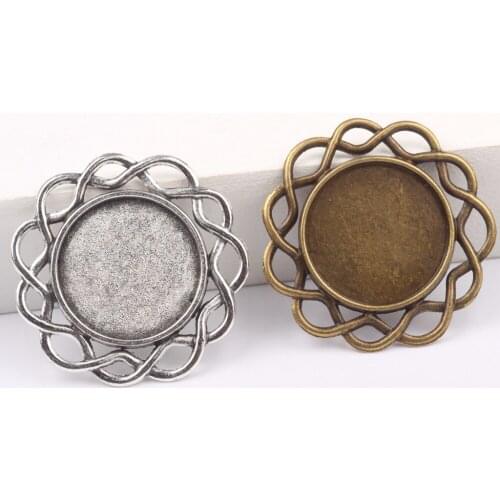 Reidgaller 20pcs Vintage Blank Cabochon Base 20mm Round Flower Rim Cabochons Setting Trays diy Jewelry fittings