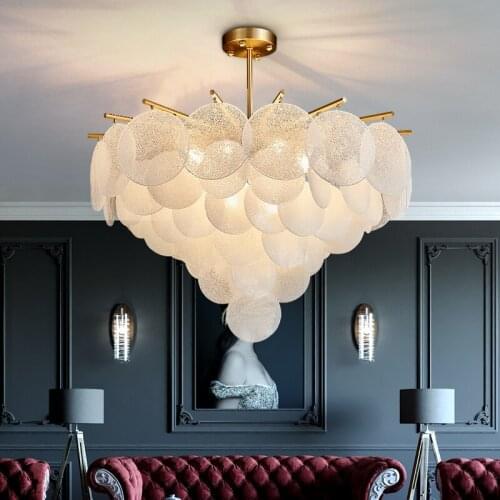 Luxury modern ceiling chandelier lighting for living room round white glass lighting fixtures gold home decoration lamps