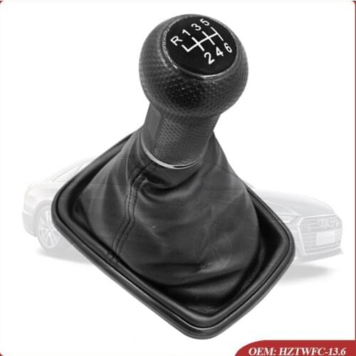 6Speed Shifter Stick Gear Shift Knob With PU Leather Dustproof Cover Speed HZTWFC-13.6 For VW Golf GTi MK4 R32 Bora MK4 Jetta