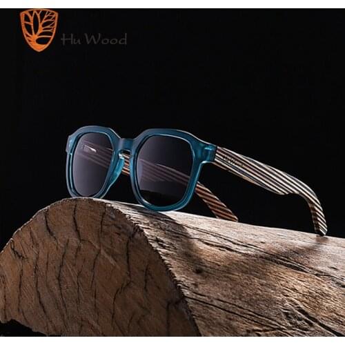 HU WOOD Polarized Sunglasses Fishing For Men Womens Wood Sunglasses Travel Bamboo Sunglass Driving Shade UV400 Lens GR8014