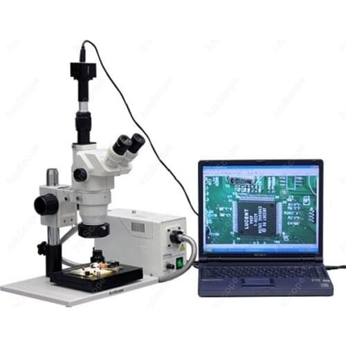 Zoom Stereo Microscope--AmScope Supplies 3.35X-180X Zoom Stereo Microscope + 1.3MP Camera + Fiber Ring Light