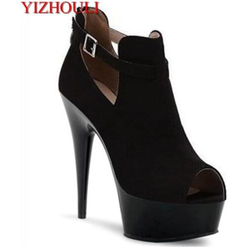 6 inch high heel shoes, Roman high heel shoes of sex club, 15 centimetres suede PU material fashion stage high heel shoes