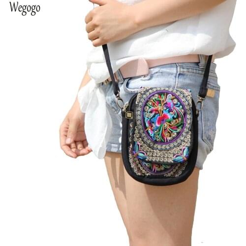 Boho Ethnic Embroidery Bag Vintage Embroidered Canvas Cover Shoulder Messenger Bags Women Small Coins Travel Beach Phone Purse