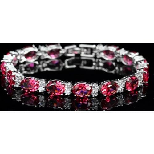 Fashion 100% 925 Sterling Silver Ruby Gemstone Bracelet for Women Fashion Fine Jewelry Charm Bracelets Party Wedding Best Gift