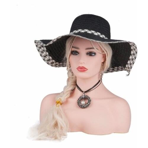Female Realistic Fiberglass Manikin Head Bust Sale For Jewelry Hat Earring Lace Wig Display Nice Dummy Wig Head Stand