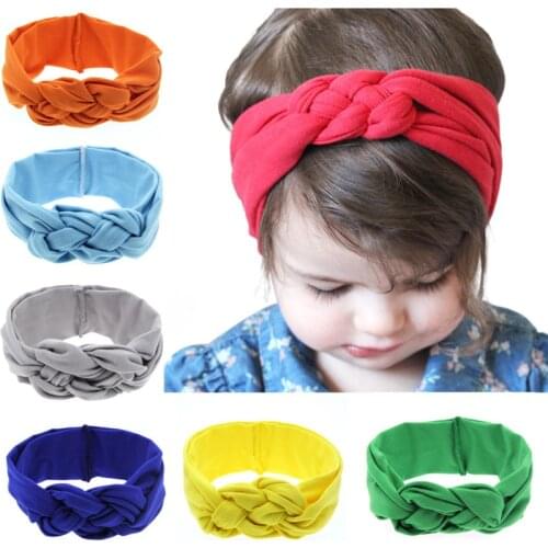 MIXIU 1pcs Soft Cotton Cross Hairband Turban Knitted Knot Headbands Solid Elastic Hair Band For Kids Baby Hair Accessories