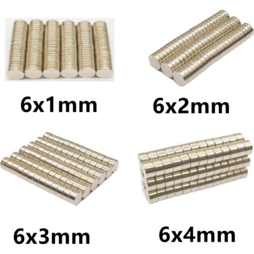 10 20 50PCS/LOT NdFeB Magnet 6*1 6*2 6*3 6*4 N35 Disc MAGNET 6x1 6x2 6x3 6x4 Round Speaker magnets 6mm