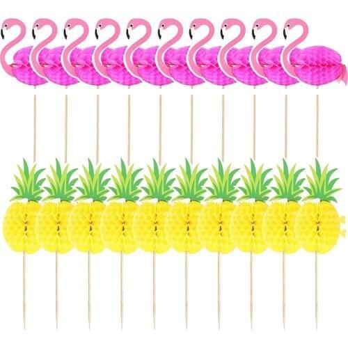 10pcs Hawaii Party Cake Decorations Flamingo Theme Parti Alaha Pineapple Party Decor Summer Luau Wedding Birthyday Party Favor