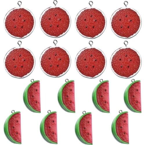 16pcs/Box Fruit Watermelon Resin Charms Pendants for Necklace Earrings Keychains DIY Jewelry Making Findings 2 Styles