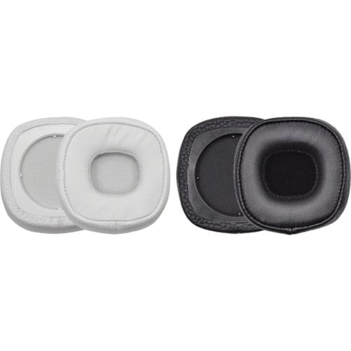2 Pair PU Leather Ear Pads Foam Earmuffs Ear Cushion With Clip For Marshall Major III 3 Headphones, White & Black