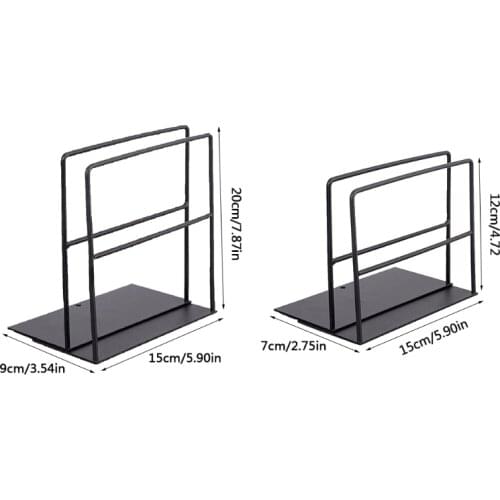 M17F 2 Pc Creative Hollow-out Metal Book Stoppers Nonskid Thickening Iron Metal Bookends Book Organizer for Library School