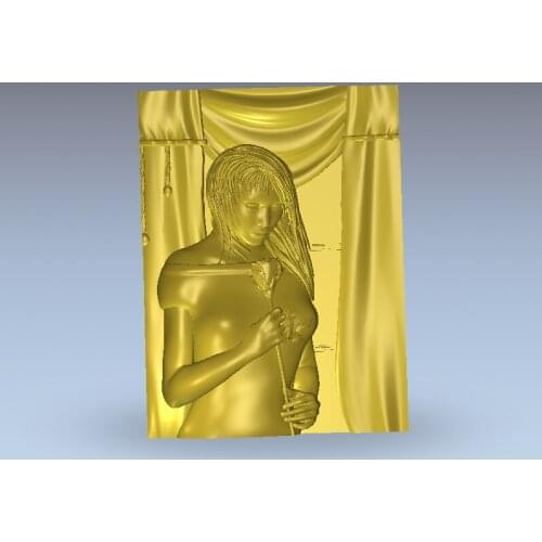 3D model woman with rose relief for CNC router printer Artcam Aspire type3 STL format file M447