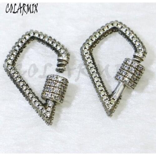 4Pcs Zircon Retro Buckle Pendant Jewelry accessory Copper Rombus buckle pendant for lady 5988