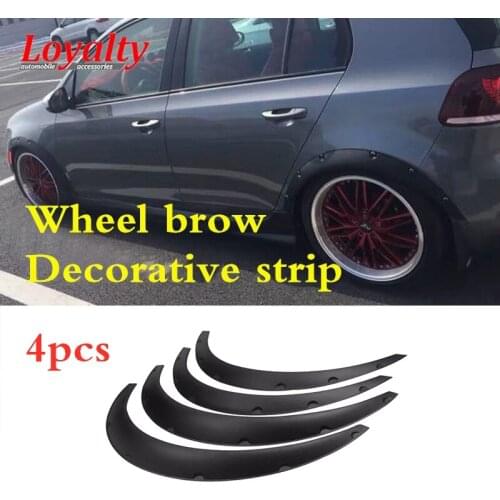 Loyaty 4pcs Universal Flexible Car Fender Flares Extra Wide Body Wheel Arches Durable Universal Wheel Brow Decorative Strip