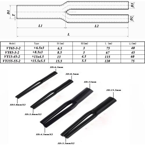4PCS Cable Pants 7mm 9mm 12mm 15.5mm Speaker Audio Cable Wire Pants Boots Y Splitter Pant HIFI DIY Audio Cable