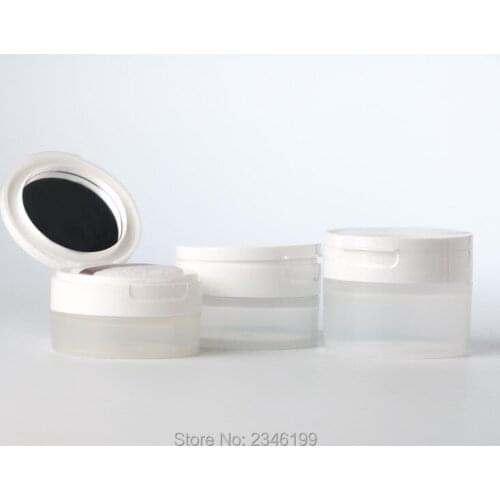 50G80G5pcs/lot Empty Elegant Loose Shaker Jars with Puff n Sifter,Flip Cap Loose Powder Container with Mirror,Cosmetic PowderBox