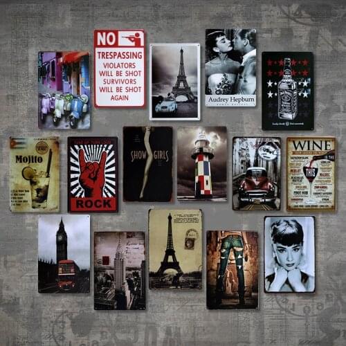 7.8*11.8Inch Retro Nostalgic Tin Painting Bar Coffee Shop Clothing Shop Creative Wall Decoration Industrial Style Decoration
