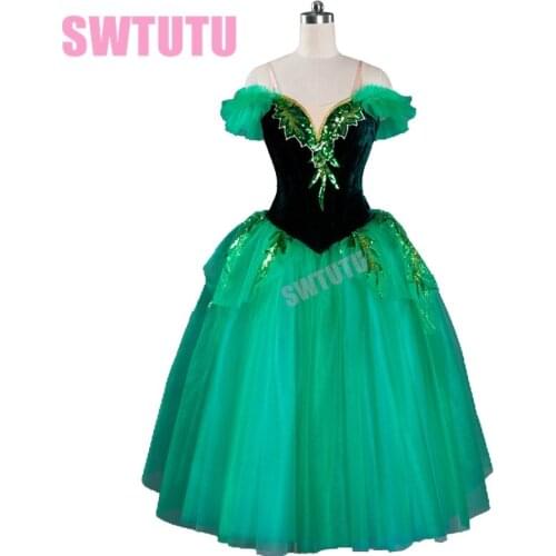 Velvet green Romantic Ballet dress,giselle professional ballet tutu dress,tutu dress for sale BT9070