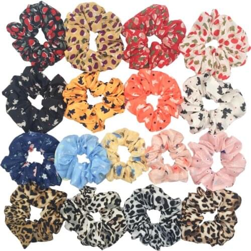 10/6pcs/lot Velvet Elastic Hair Ropes Scrunchies Girls' No Crease Hair Ties leopard Women glitter chiffon floral