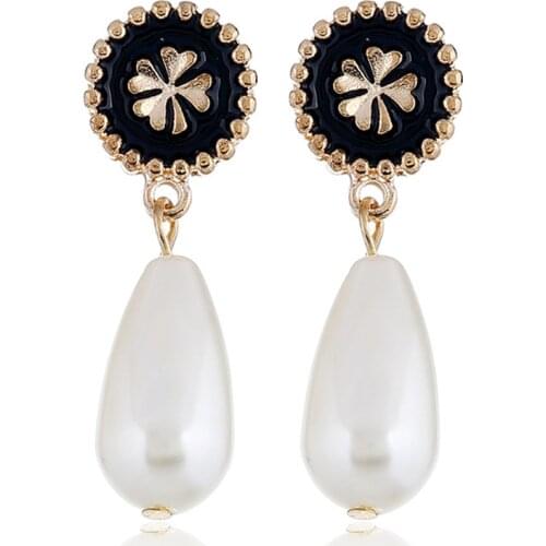 CRLEY White Water Drop Dangle Earring Simulated-pearl Beads Christmas Gifts Wedding Engagement Jewelry Drop Earrings for Women