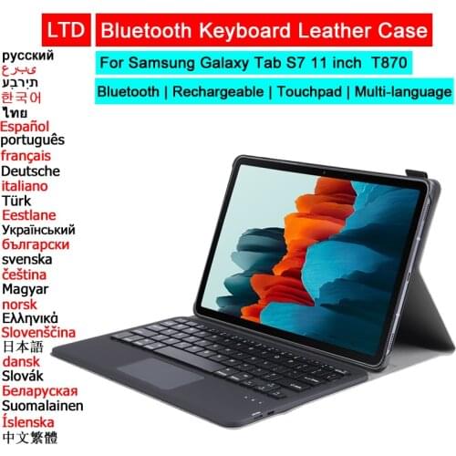 Bluetooth Keyboard Mouse Case For Samsung Galaxy Tab S7 11 T870 S6 lite A7 10.4 Tablet Case Touchpad Russian Arabic Keyboard